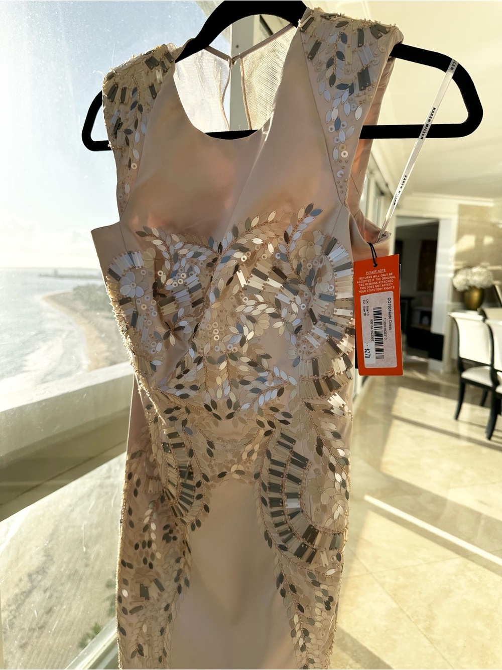 Karen Millen Cream Embellished Midi Dress